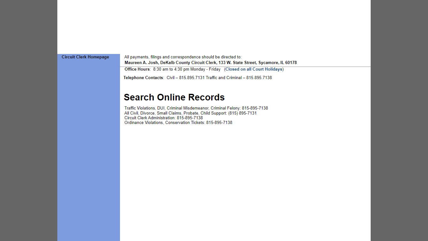 Search Online Records - DeKalb County, Illinois